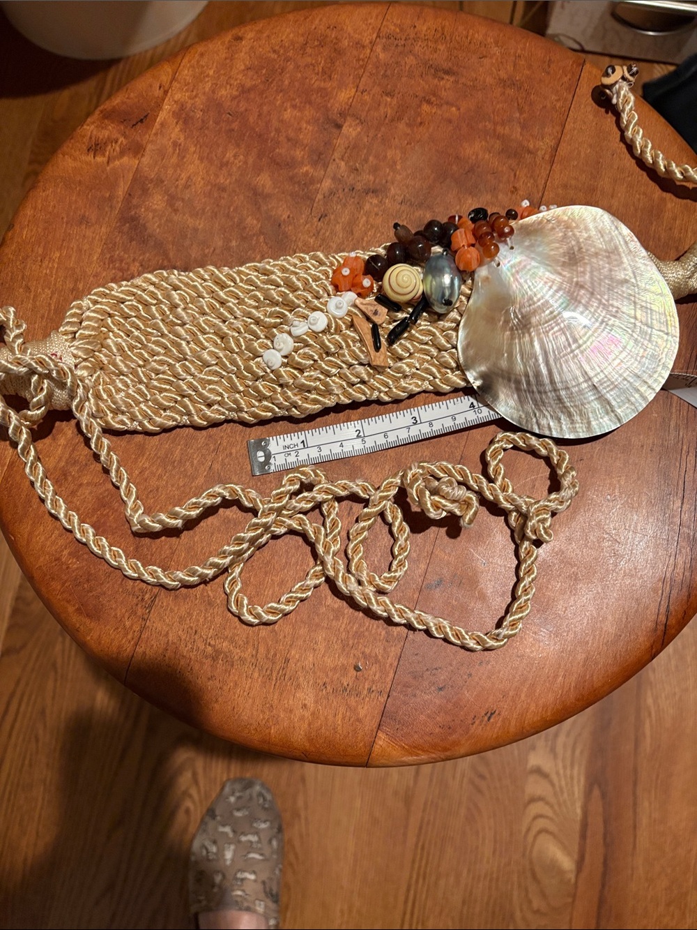Handmade Shell & Bead Macramé Belt in Natural Ivory
